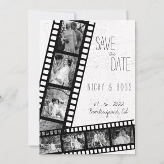 Convite Casamento de Foto Rústico Moderno Filme Salvar Dat