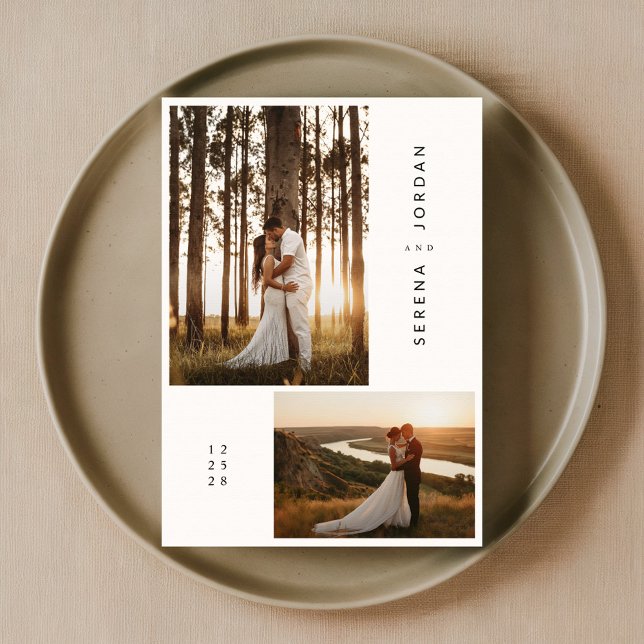 Convite Casamento de Foto Simples de Boho Moderno de Orçam (Criador carregado)