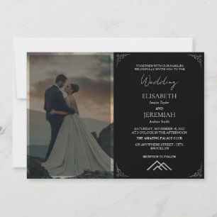 Convite Casamento de Foto Simples de Preto e Cinza Elegant