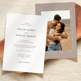Convite Casamento de Foto Simples e Neutro Mocha Mousse