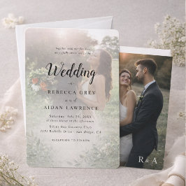 Convite Casamento de Foto Sobreposta Simples Preto e Branc