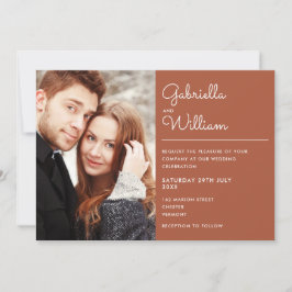 Convite Casamento de Foto Terracota com Letra Moderna e El