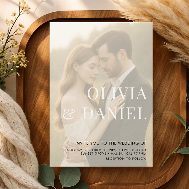 Convite Casamento de Foto Transparente Moderno e Elegante (Criador carregado)