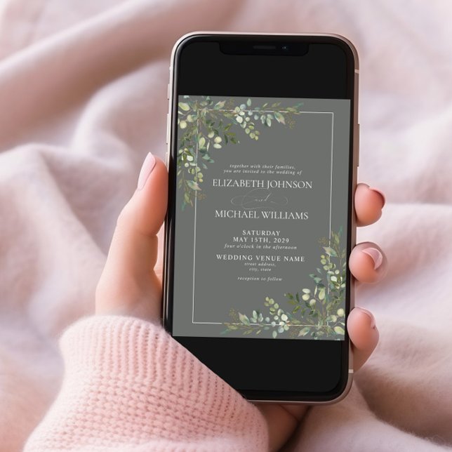 Convite Casamento de Foto Verde Eucalyptus Botanical Sage (Criador carregado)