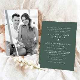 Convite Casamento de Foto Verde Mínimo Moderno