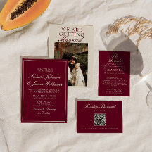 Casamento de Foto Vermelho Escuro Clássico e Rico