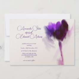 Convite Casamento de Foto Violet Tulip Violet com Champagn