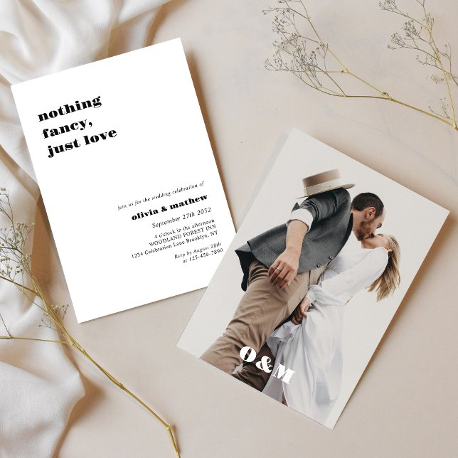 Convite Casamento de Fotografia Casual Bold Monograma (Criador carregado)