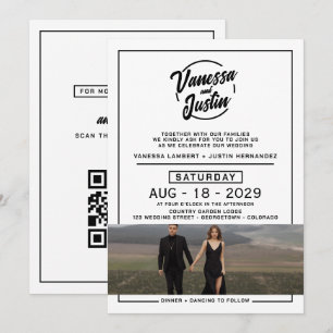 Convite Casamento de Fotografia Casual com Código QR