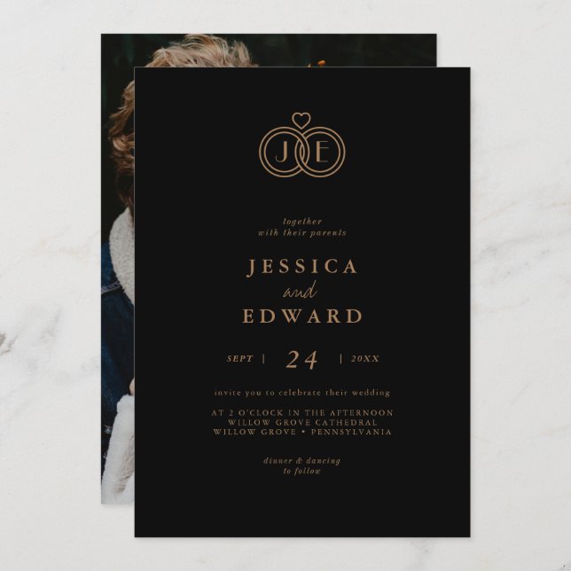 Convite Casamento de Fotografia Casual Roxo Elegante (Frente/Verso)