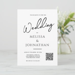 Convite Casamento de Fotografia com Código QR Elegante de