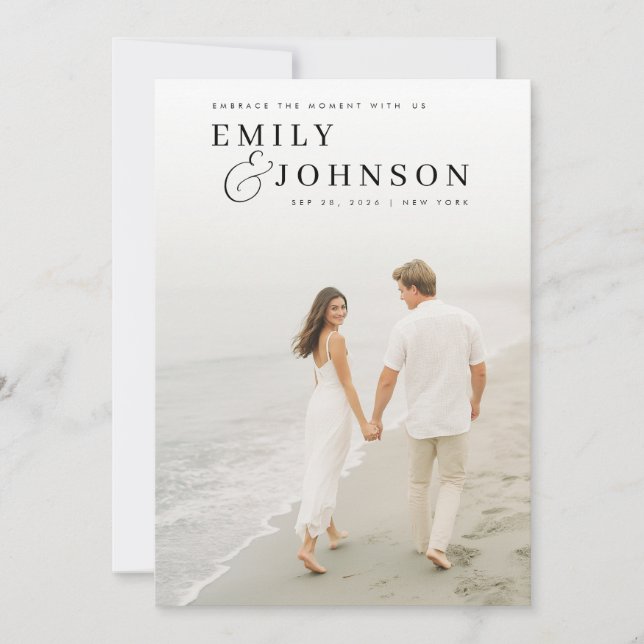 Convite Casamento de Fotografia com Código QR Elegante Min (Frente)