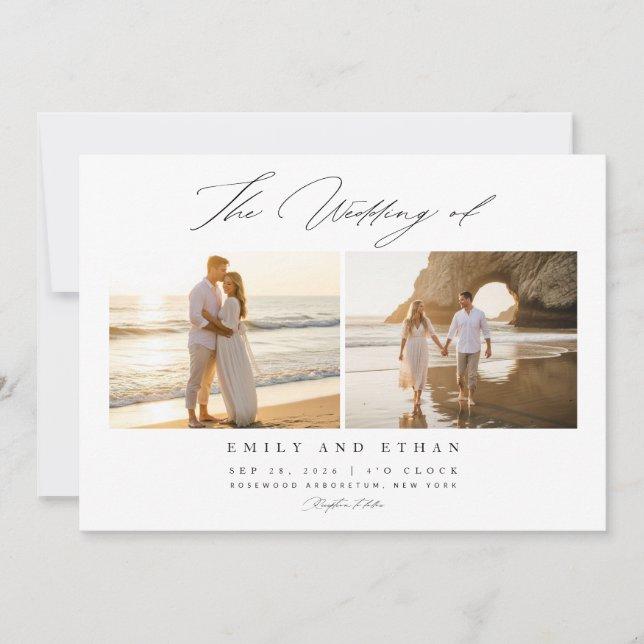 Convite Casamento de Fotografia com Código QR Elegante Sim (Frente)