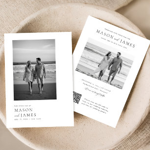 Convite Casamento de Fotografia com Código QR Elegante Sim