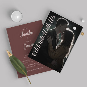 Convite Casamento de Fotografia com Rosa do Elegante Scrip