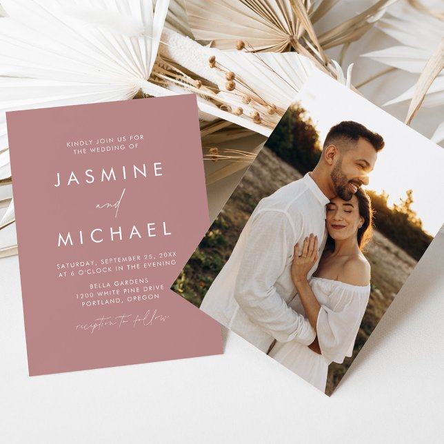 Convite Casamento de Fotografia com Rosa Dusty, Script Min (Criador carregado)