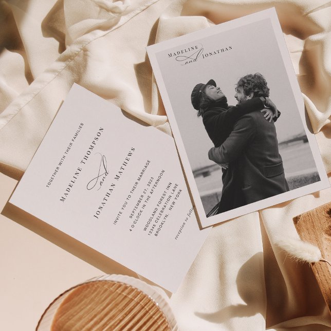 Convite Casamento de Fotografia com Script Elegante Clássi (Criador carregado)