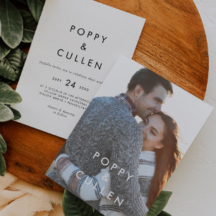 Convite Casamento de Fotografia com Tipografia Chic