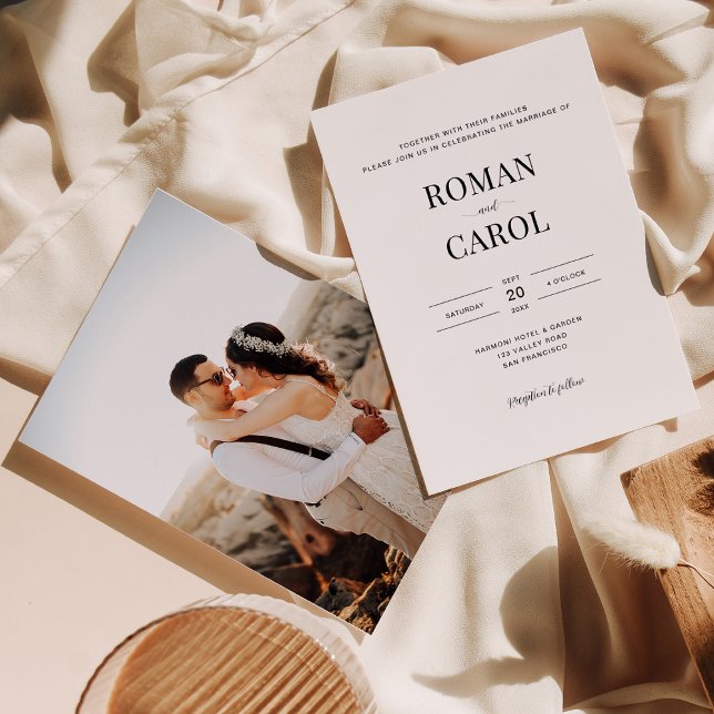 Convite Casamento de Fotografia com Tipografia de Script M (Criador carregado)