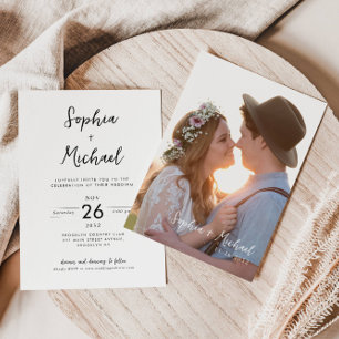 Convite Casamento de Fotografia com Tipografia Moderna Min