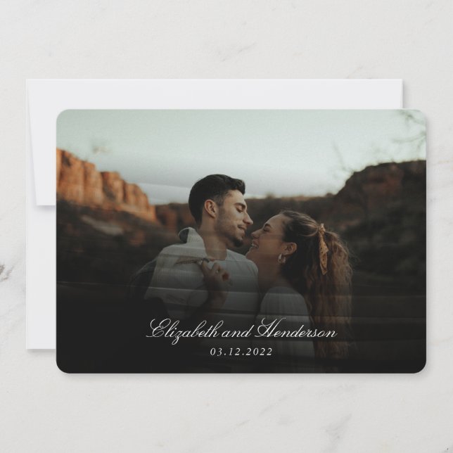 Convite Casamento de Fotografia com Tipografia Negra Whims (Frente)