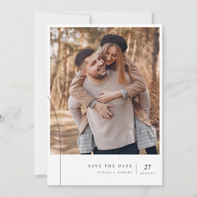 Convite Casamento de Fotografia com Tipografia Simples Rom (Frente)