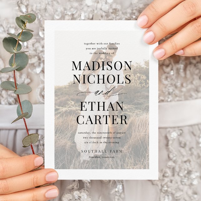 Convite Casamento De Fotografia Da Caligrafia Simples Eleg (Criador carregado)