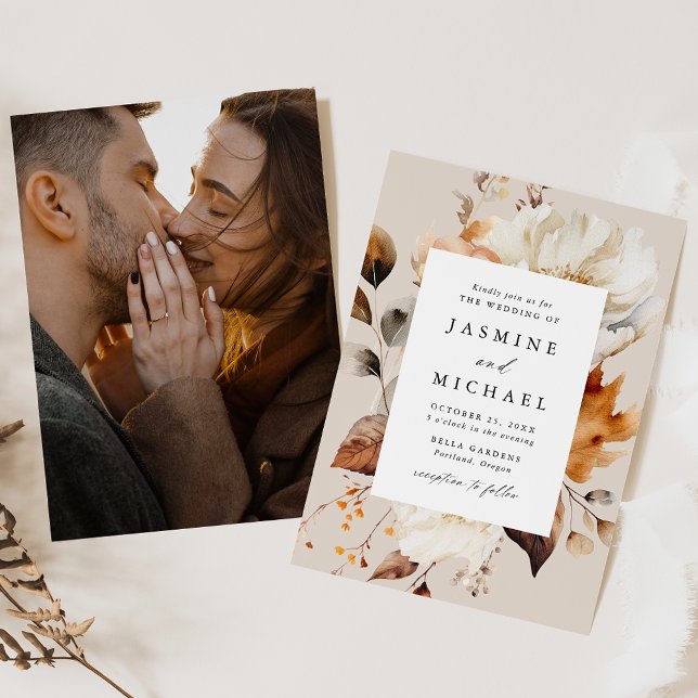 Convite Casamento de Fotografia da Frame Floral Rustic Aut (Criador carregado)