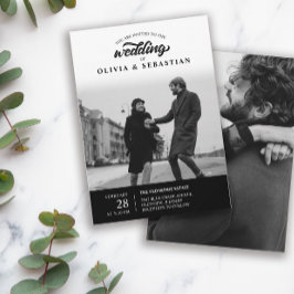 Convite Casamento de Fotografia da Tipografia Elegante Neg
