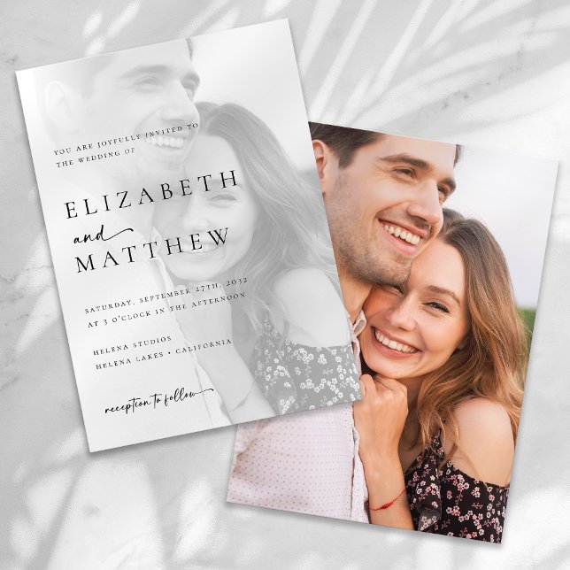 Convite Casamento de Fotografia de Caligrafia Minimalista  (Criador carregado)