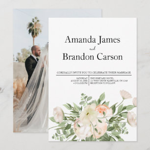 Convite Casamento de Fotografia de Pequim Rosa Elegante