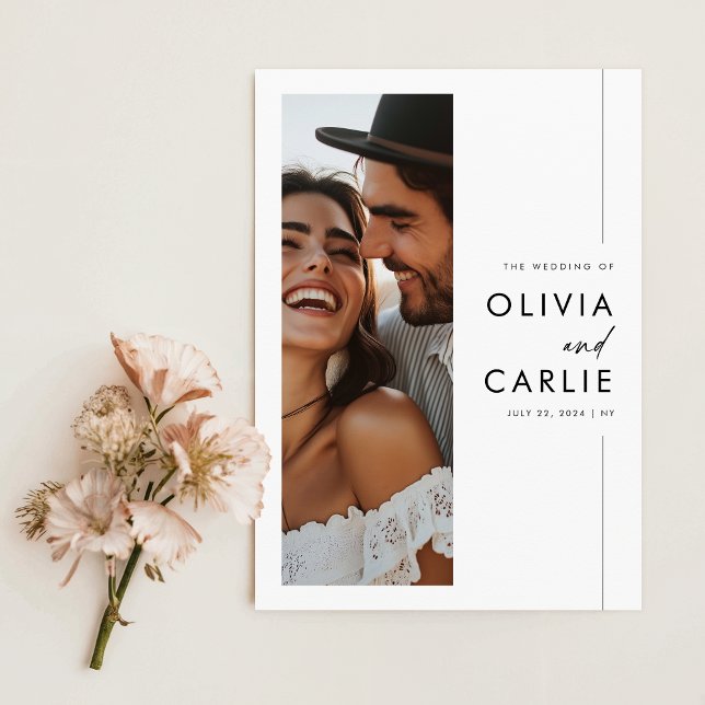 Convite Casamento de Fotografia de Script Elegante Moderno (Criador carregado)