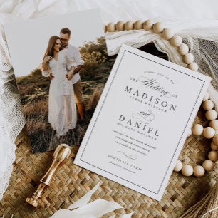 Convite Casamento de Fotografia de Script Elegante Moderno