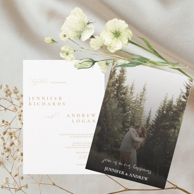 Convite Casamento de Fotografia de Script Simples (Criador carregado)