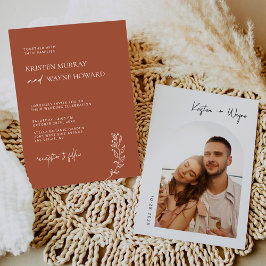 Convite Casamento de Fotografia de Terracotta Minimalista 