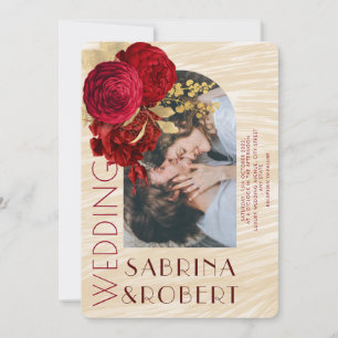 Convite Casamento de Fotografia do Arco Floral Moderno Bei