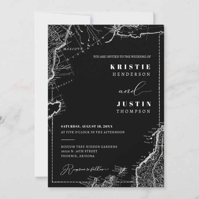 Convite Casamento de Fotografia do Código QR do Classic Bl (Frente)