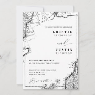 Convite Casamento de Fotografia do Código QR do Mapa de Vi