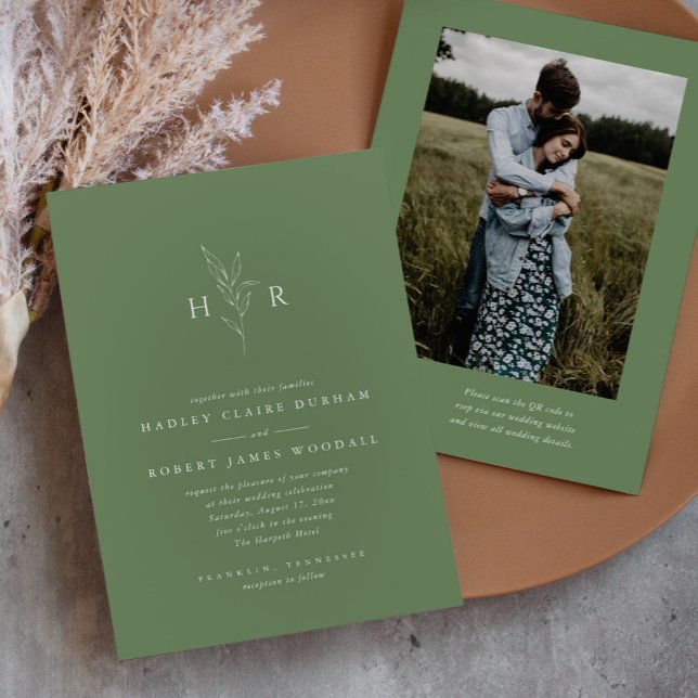 Convite Casamento de Fotografia do Código QR do Monograma  (Criador carregado)