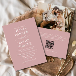 Convite Casamento de Fotografia do Código QR Moderno Dusty