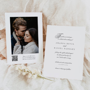 Convite Casamento de Fotografia do Código QR para Caligraf