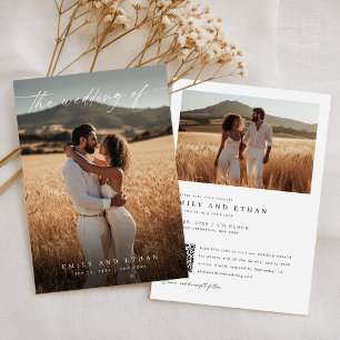 Convite Casamento de Fotografia do Código QR Rustico Elega