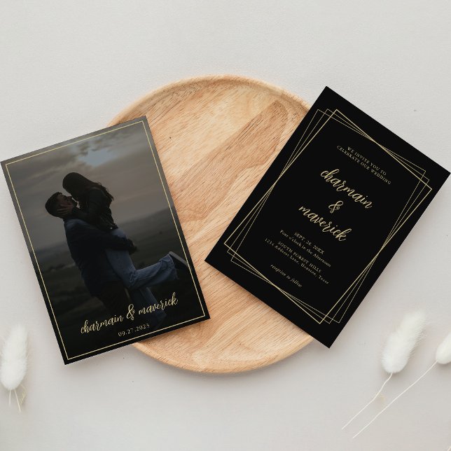 Convite Casamento de Fotografia do Elegant Geo Frame (Criador carregado)