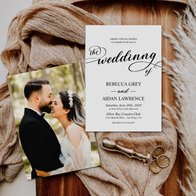 Convite Casamento de Fotografia do Monograma do Script de  (Criador carregado)