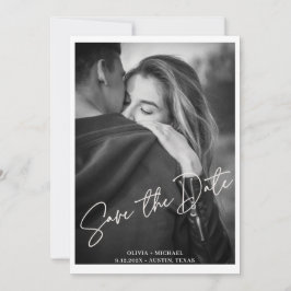 Convite Casamento de Fotografia do Script Branco Moderno S