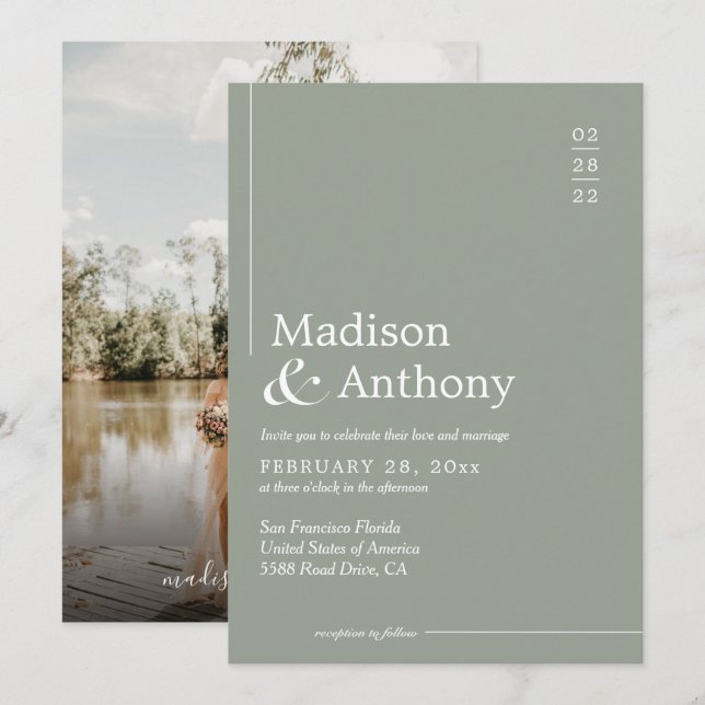 Convite Casamento de Fotografia do Script de Orçamento Ver (Frente/Verso)