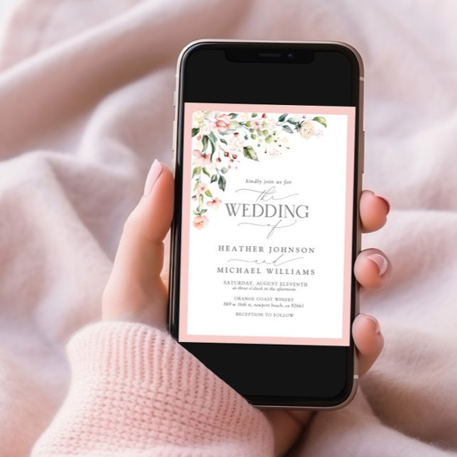 Convite Casamento de Fotografia do Script Floral Floral de (Criador carregado)