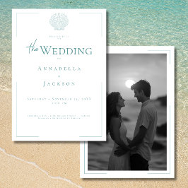 Convite Casamento de Fotografia do Shell Branco da Aqua co