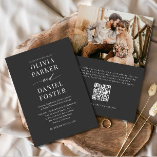 Convite Casamento de Fotografia Elegante do Código QR Clás