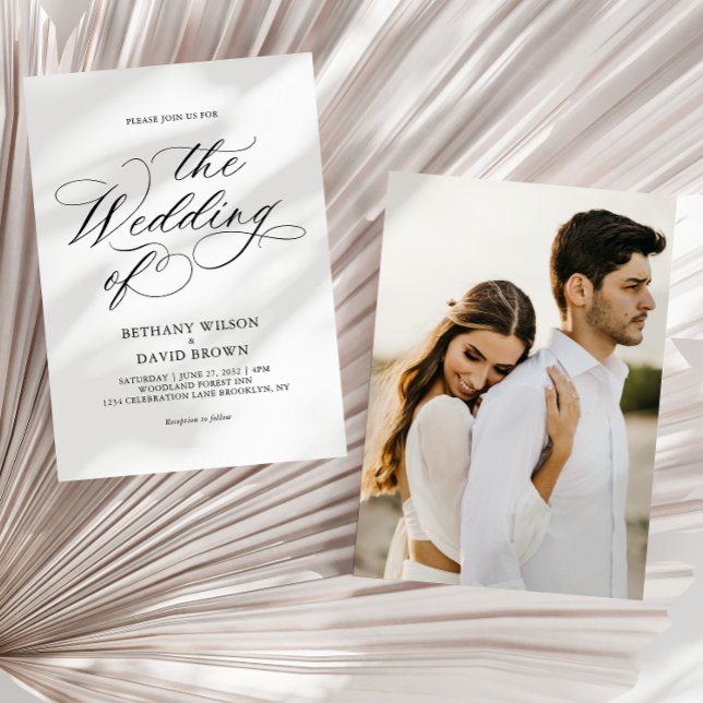 Convite Casamento de Fotografia Elegante Minimalista (Criador carregado)